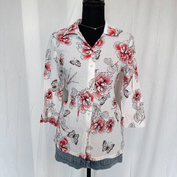 vintage y2k waffle-textured, button-up blouse by croft & barrow | size XS - Picture 1 of 5